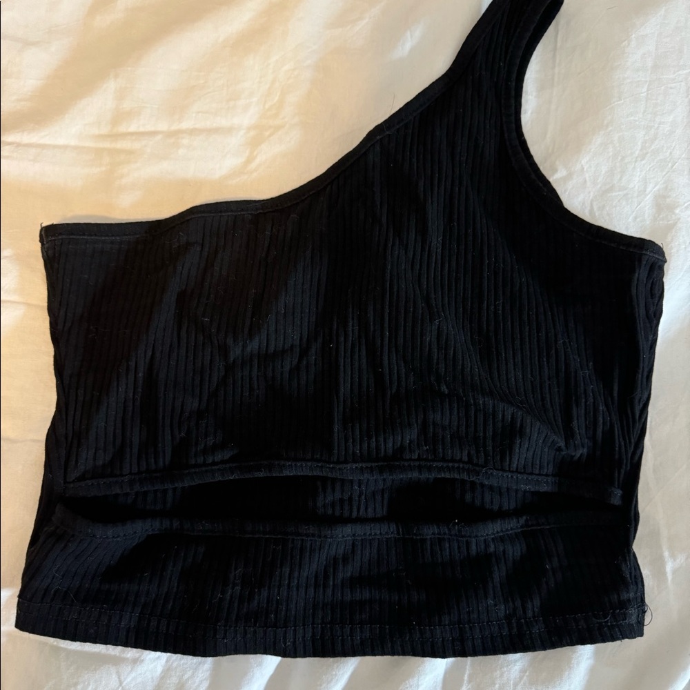 Black crop top with cut out